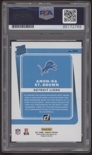 2021 Donruss Amon-Ra St. Brown Rated Rookie #284 Auto PSA AUTO 10 RC