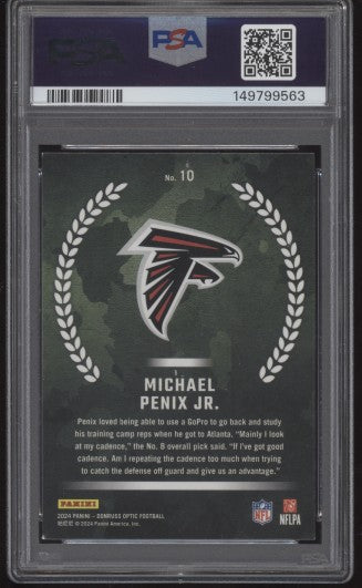 2024 Donruss Optic Michael Penix Jr Rookie Recruits #10 White Auto PSA AUTHENTIC