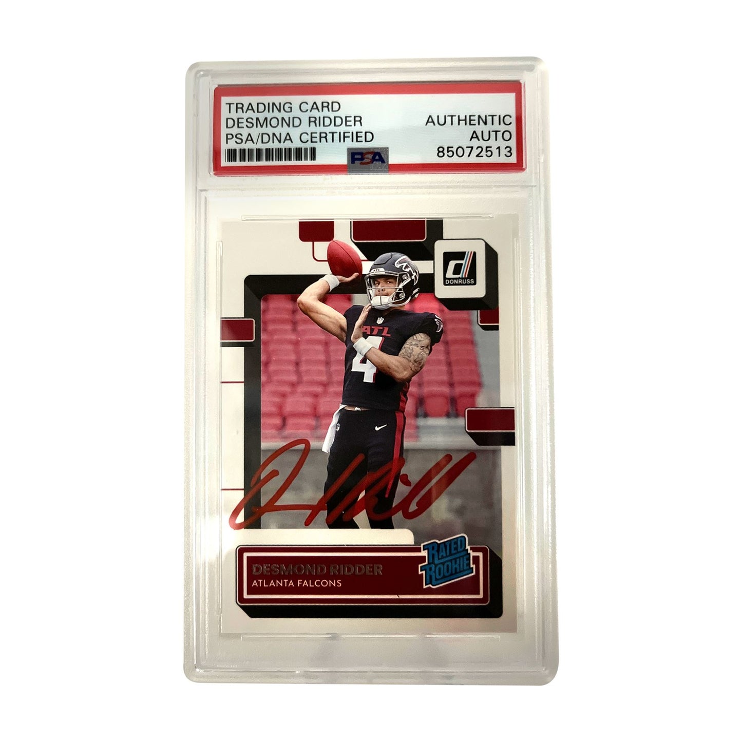 Desmond Ridder Autographed Donruss Rated Rookie (Red) Authentic Auto - PSA