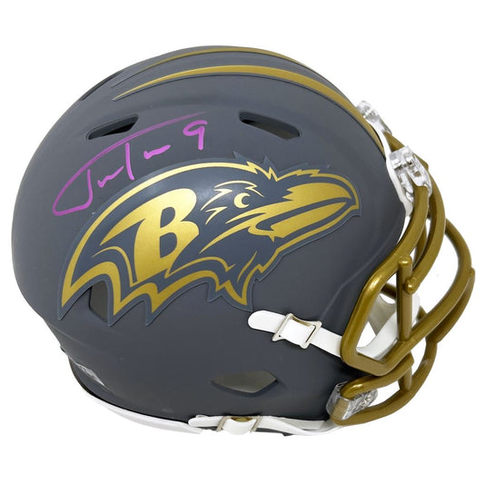 Justin Tucker Hand Signed Baltimore Ravens Slate Mini Helmet - JSA