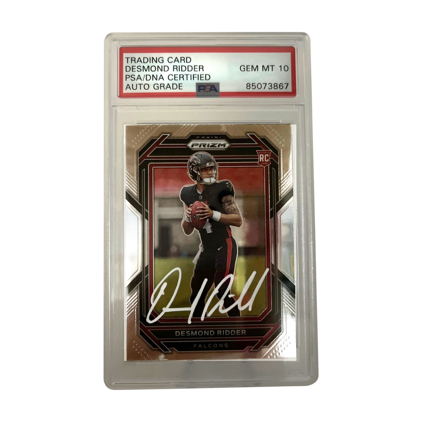 Desmond Ridder Autographed Panini Prizm (White) Gem Mint 10 Auto - PSA