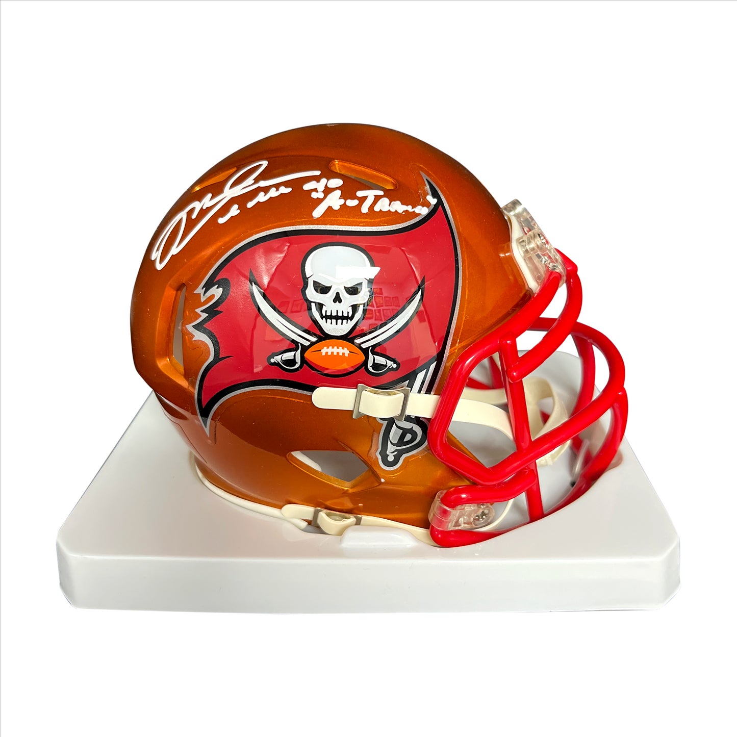 Mike Alstott Autographed Riddell Tampa Bay Buccaneers Flash Mini Helmet with A-Train