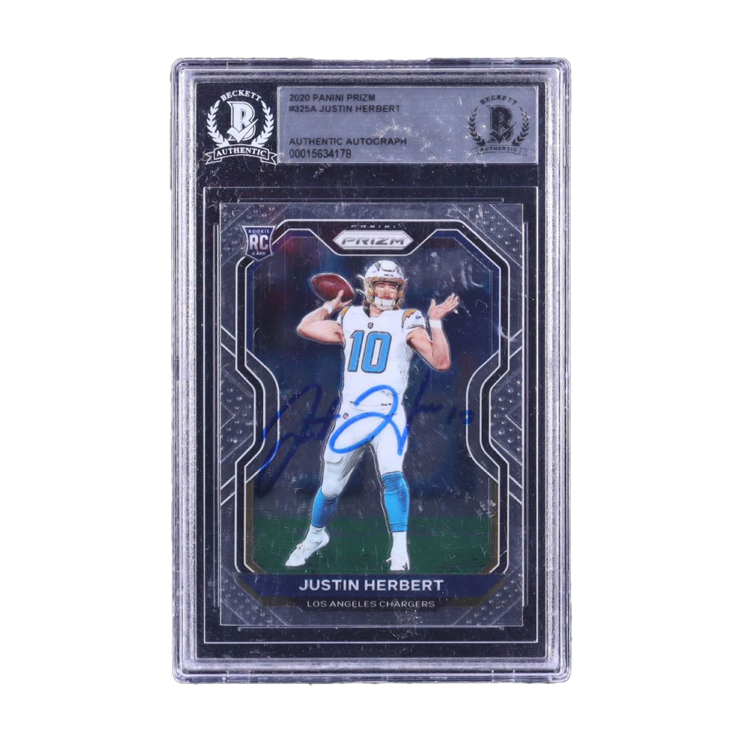 Justin Herbert Autographed 2020 Panini Prizm Rated Rookie Card with BGS Authentication