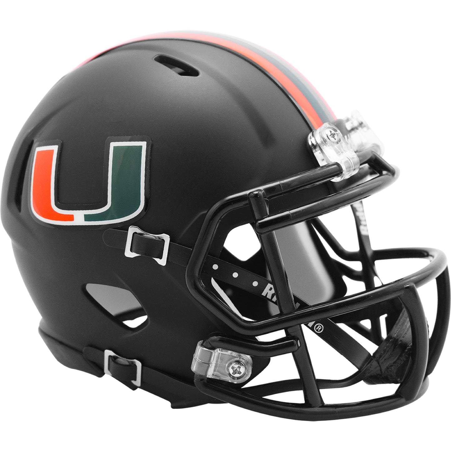 Miami Hurricanes Riddell Speed Mini Black Matte Football Helmet