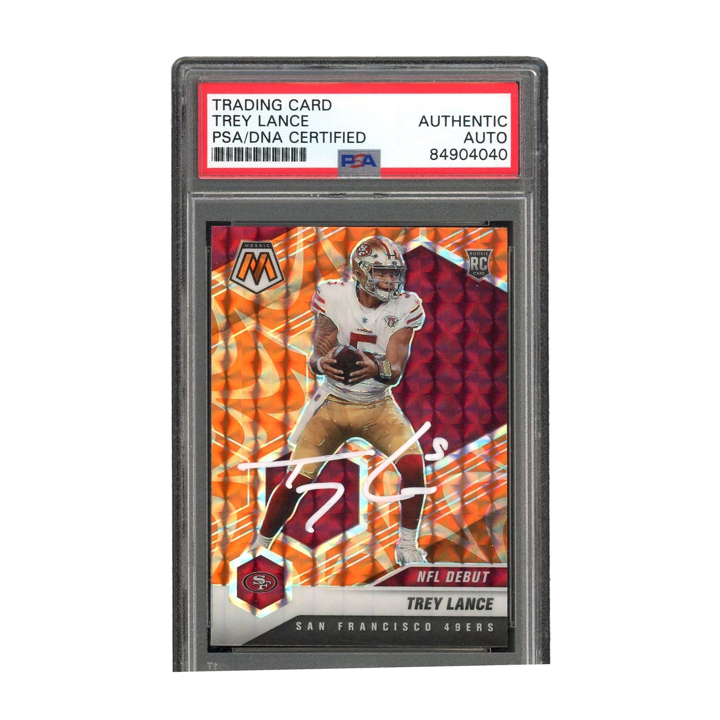 Trey Lance Signed Authentic PSA Auto Mosaic Orange RC San Francisco 49ers NFL