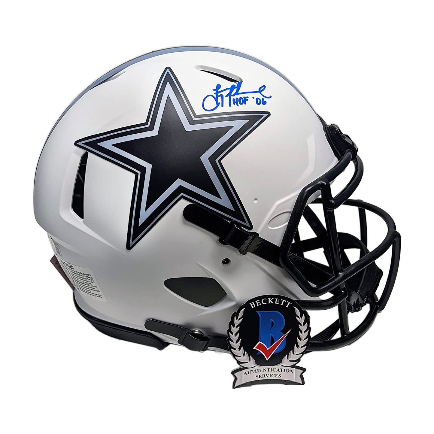 Troy Aikman Autographed Hand Signed Riddell Dallas Cowboys LUNAR Speed Full Size Authentic Pro Football Helmet - HOF 06 inscription