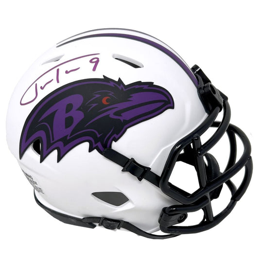 Justin Tucker Hand Signed Baltimore Ravens Lunar Mini Helmet - JSA