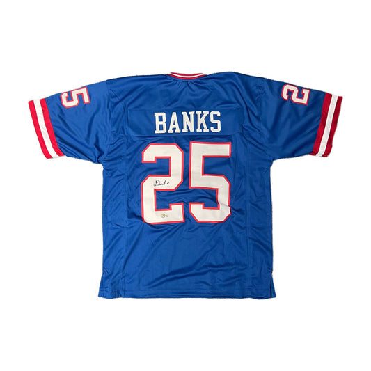 Deonte Banks Autographed Red & Blue Custom Jersey - Beckett Auth