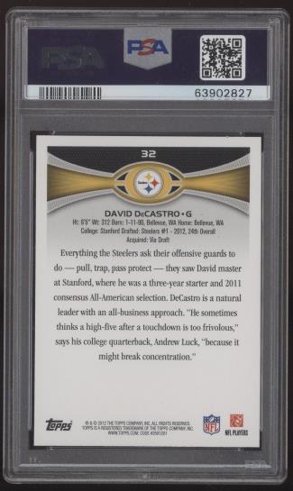 PSA 10 Gem Mint 2012 Topps David DeCastro RC #32 Pittsburg Steelers
