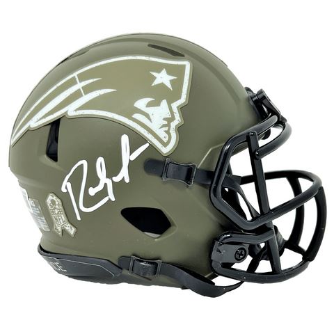 Randy Moss Autographed Patriots Salute to Service Mini Helmet - Beckett Auth