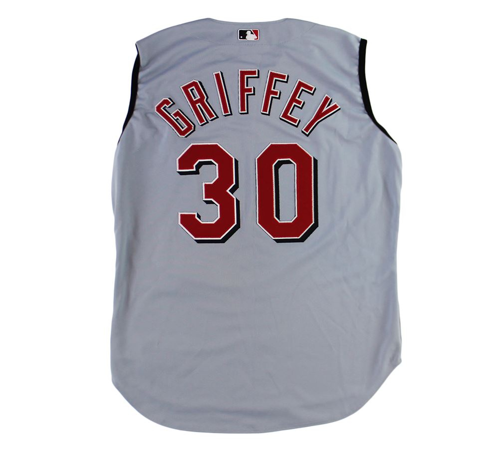 Ken Griffey Jr. Cincinnati Reds #30 Authentic Russell Athletic Grey Jersey Size 48