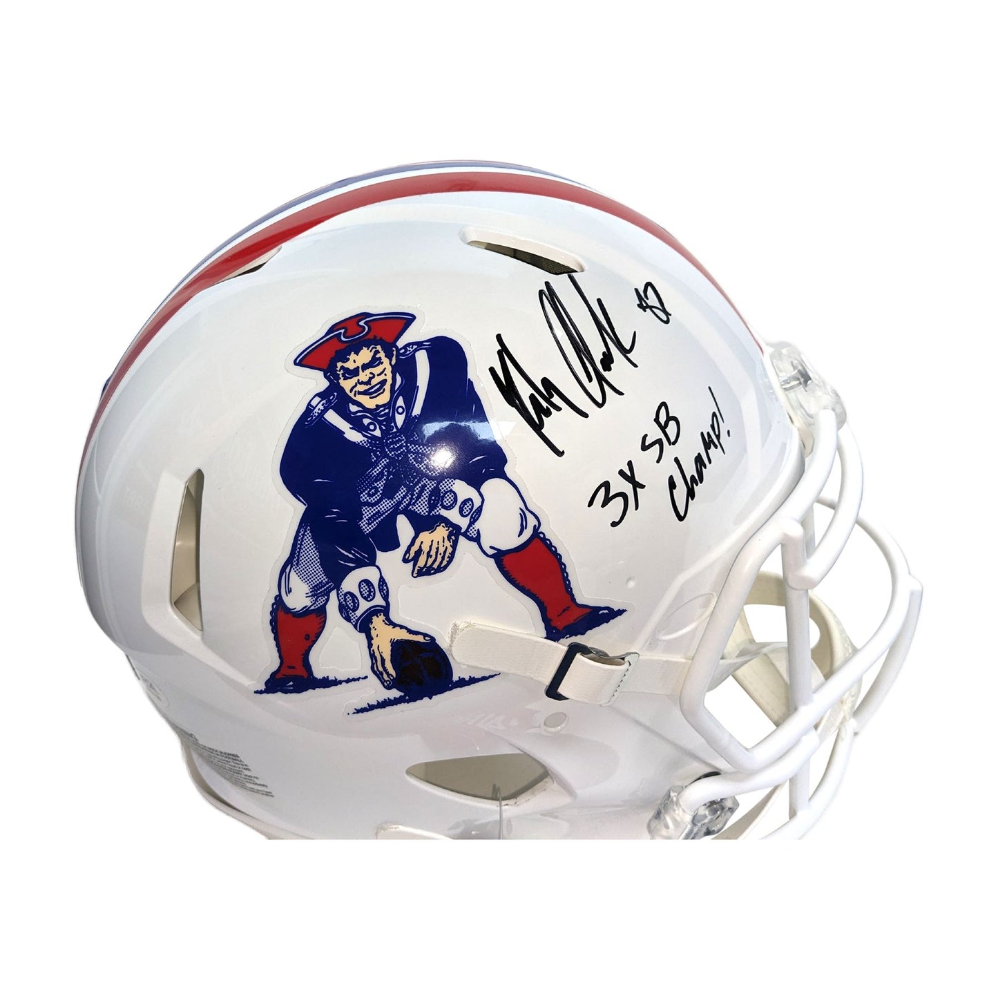 Rob Gronkowski Autographed New England Pats Throwback Replica Full Size with 3x Champs - PSA