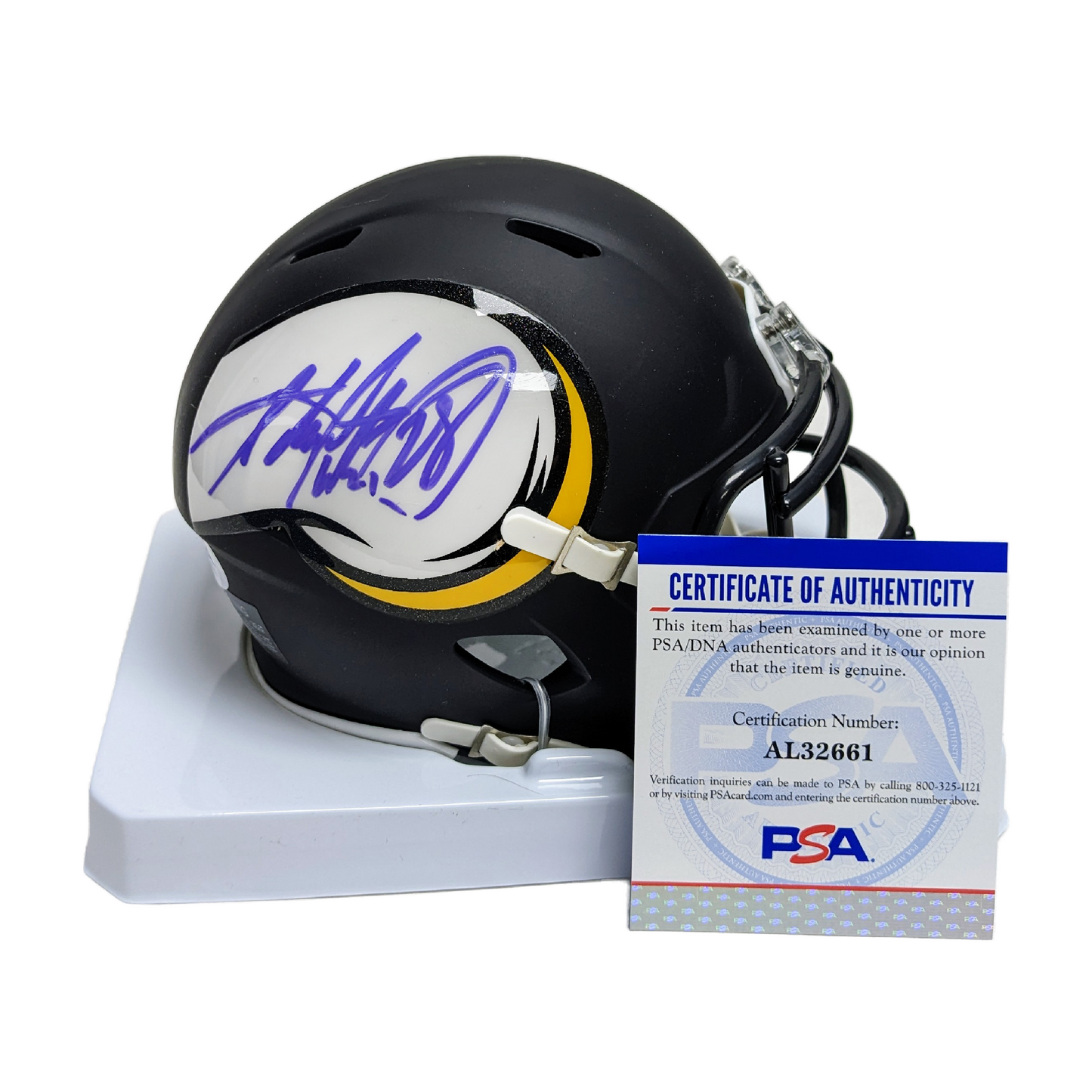 Adrian Peterson Autographed Hand Signed Minnesota Vikings AMP Mini Football Helmet - PSA/DNA