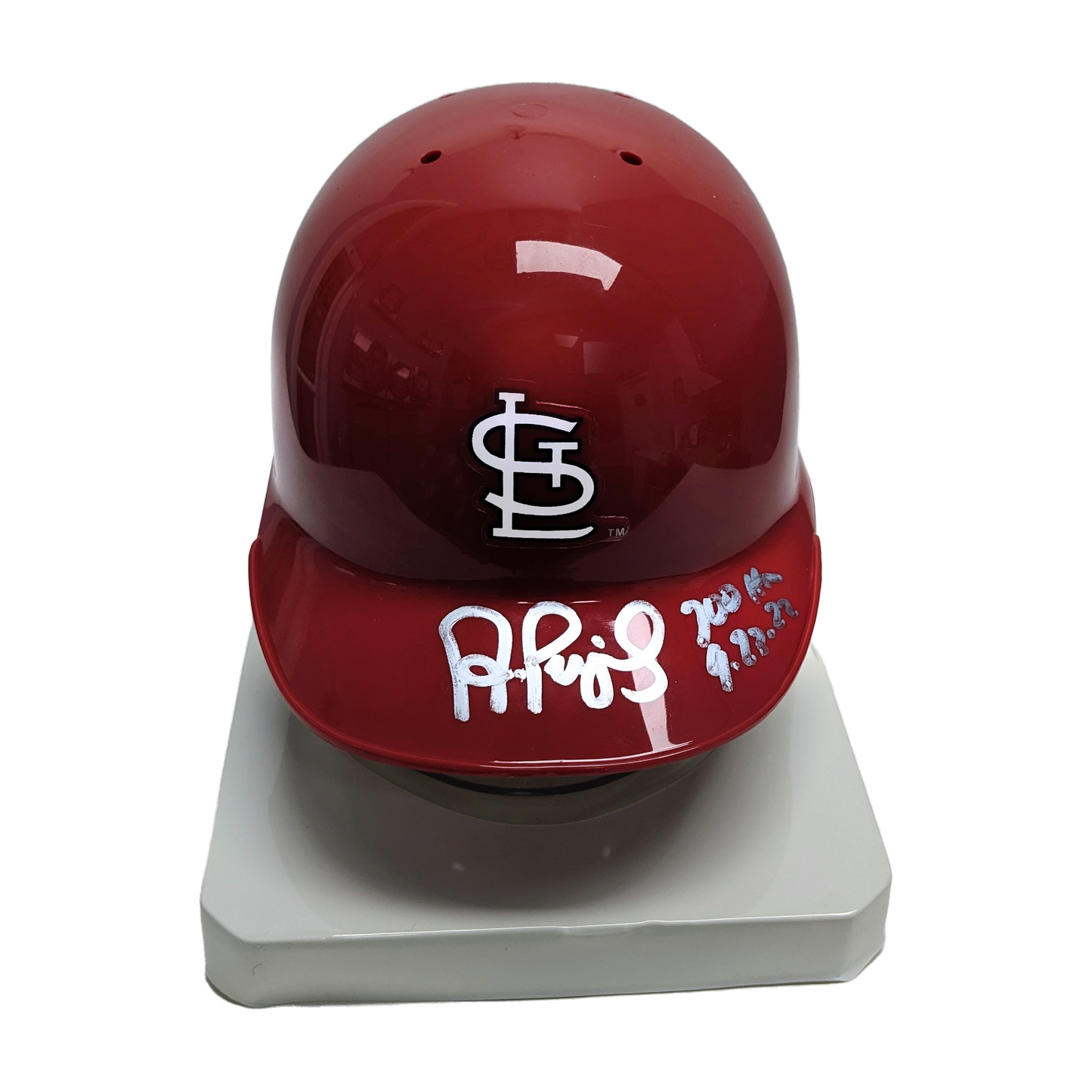 Albert Pujols Autographed Hand Signed St. Louis Cardinals Mini Baseball Helmet with Inscription - BAS Beckett Authentication