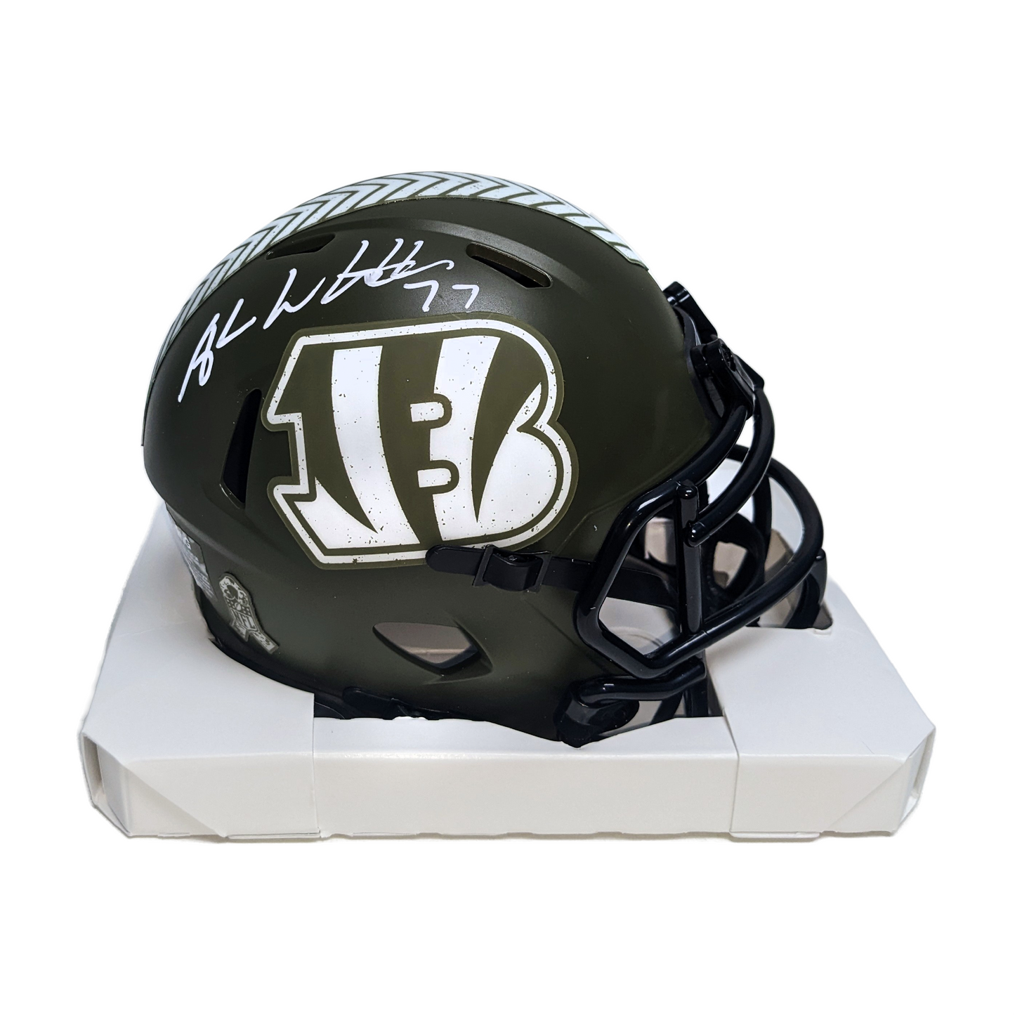 Andrew Whitworth Autographed Hand Signed Riddell Cincinnati Bengals Salute to Service Mini Football Helmet - JSA Authentication