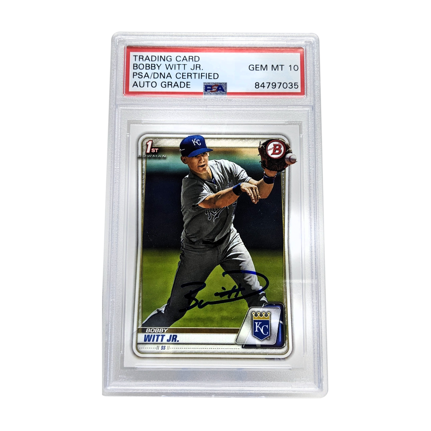 Bobby Witt Jr 2020 Bowman Draft Picks & Prospects Autographed Card PSA Authentic Auto