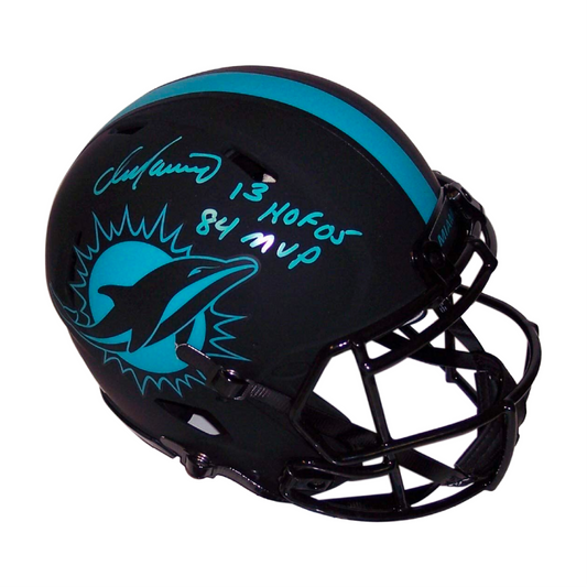 Dan Marino Autographed Hand Signed Riddell Miami Dolphins Eclipse Speed Full Size Authentic Proline Football Helmet - with Hall of Fame 2005 and 84 MVP Inscriptions - BAS Beckett Authentication