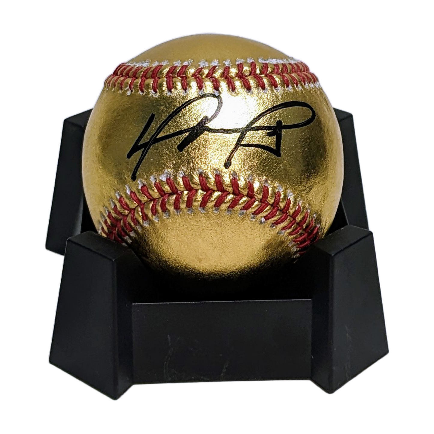David Ortiz Autographed Gold Baseball. BAS Authentication.
