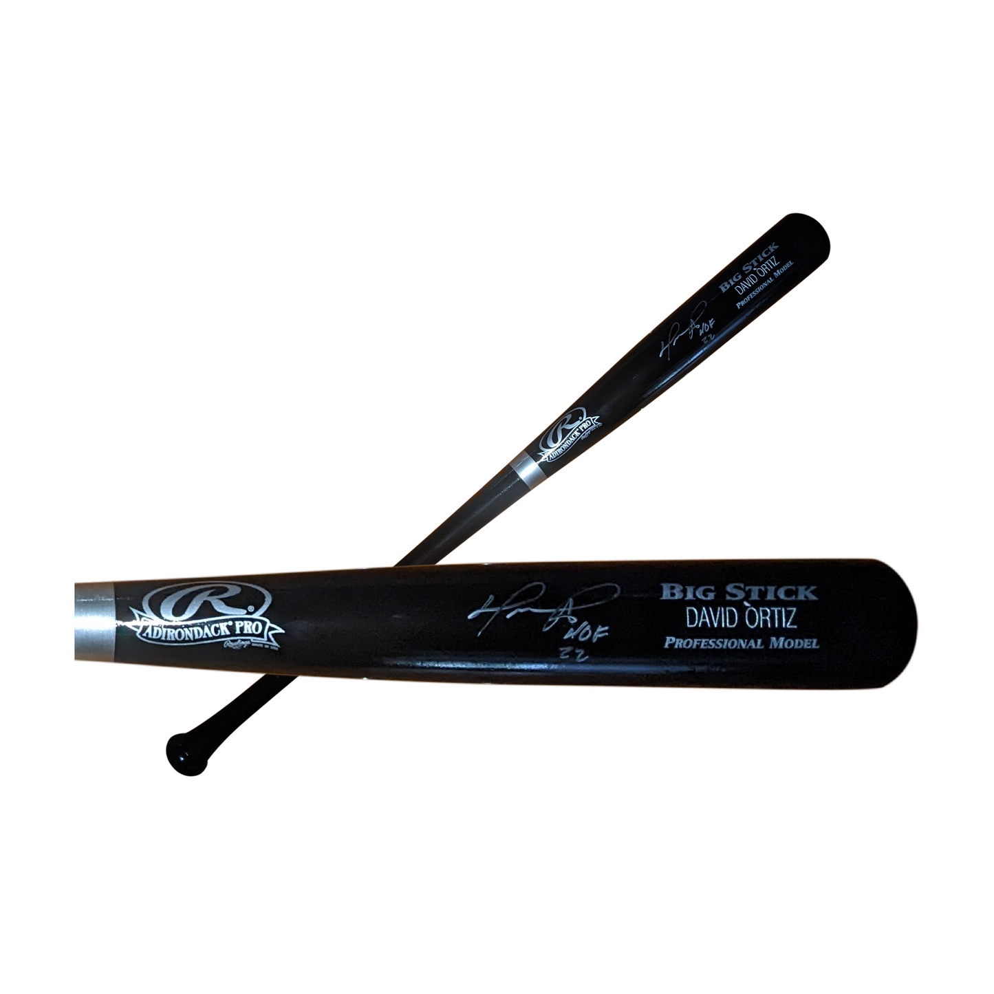 David Ortiz Autographed Hand Signed Black Rawlings Big Stick Pro Stock Wood Baseball Bat with HOF 22 Inscription - PSA Authentication