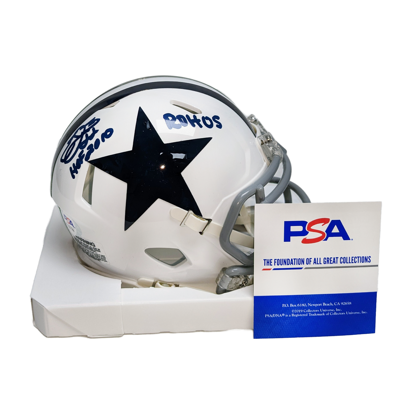 Emmitt Smith Autographed Hand Signed Dallas Cowboys Throwback Mini Football Helmet - with HOF & ROH Inscriptions - PSA/DNA