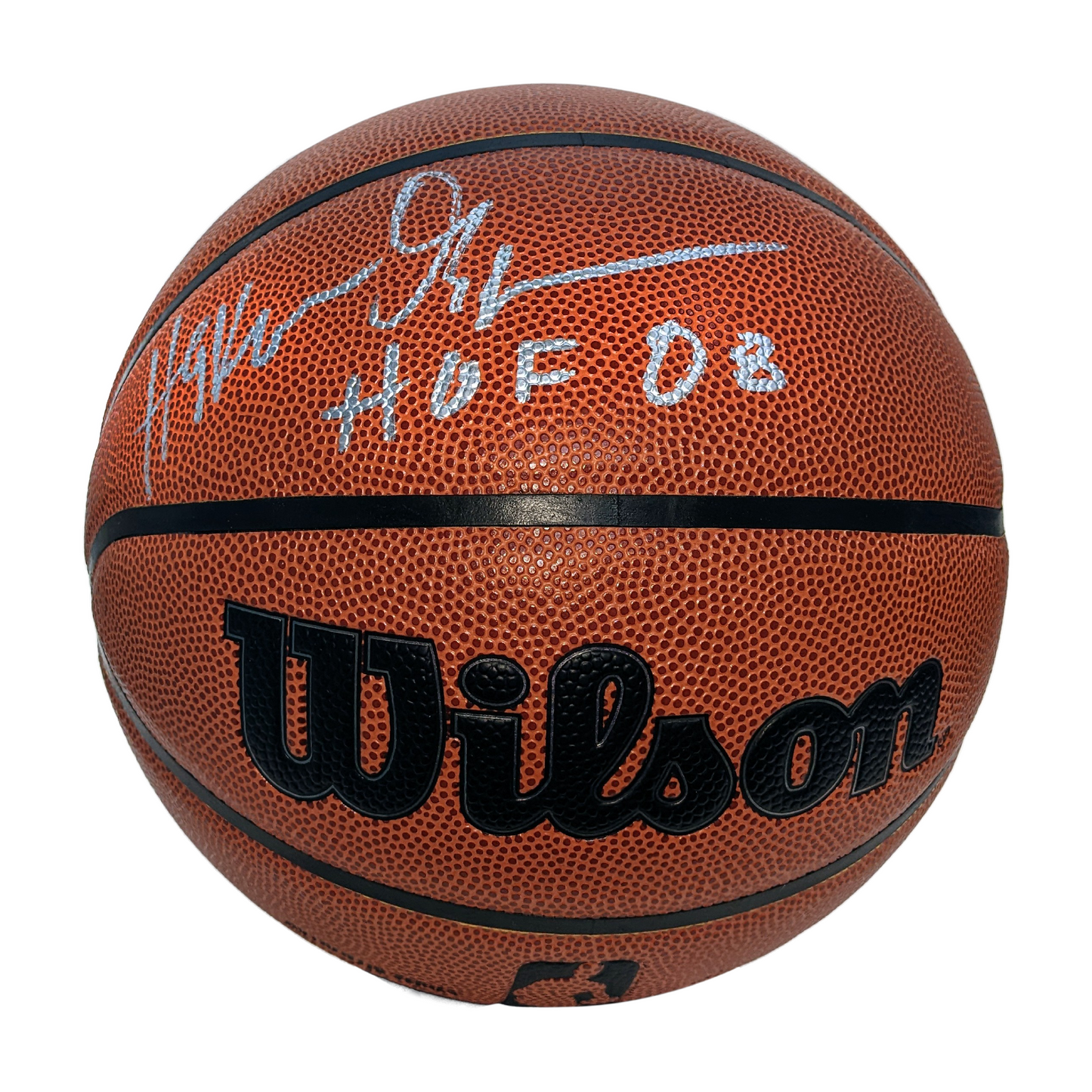 Hakeem Olajuwon Autographed Wilson Official Basketball with HOF 08 Inscription - PSA Auth
