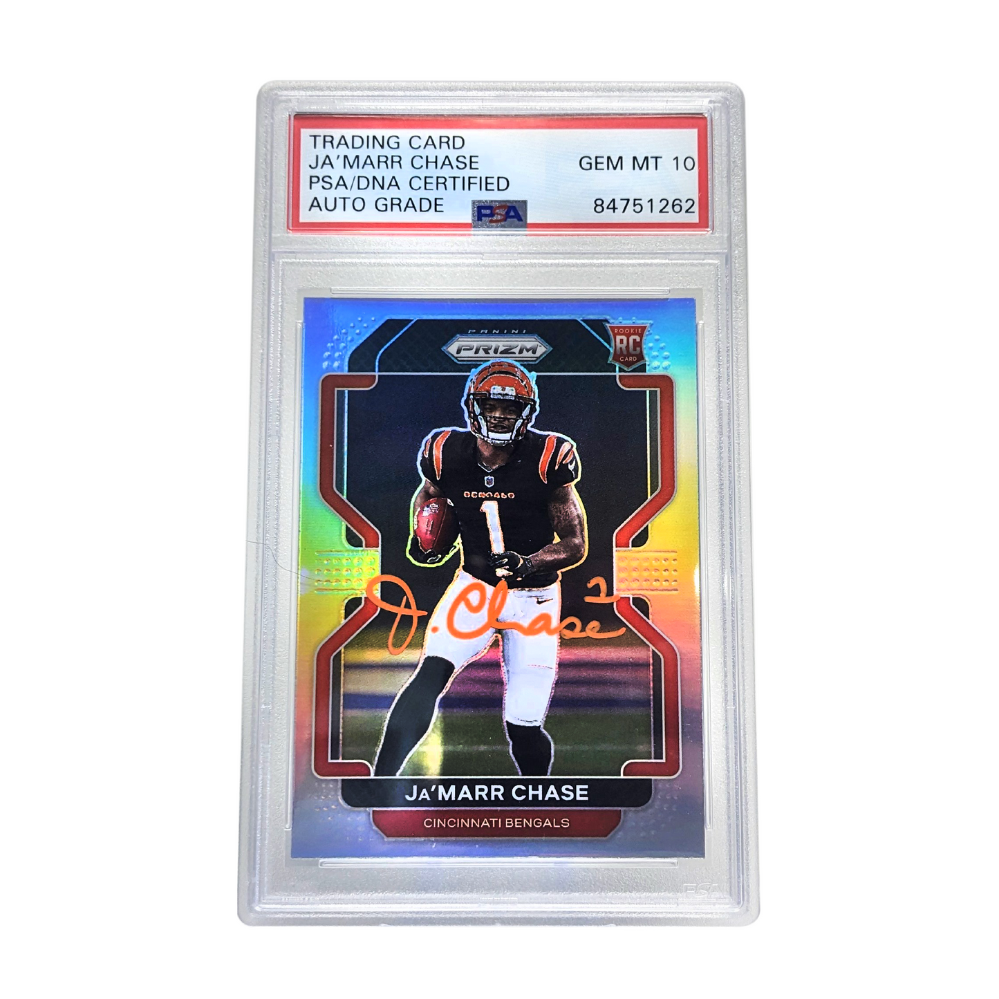 Ja'Marr Chase 2021 Panini Prizm RC Running PSA Encapsulated GM10 Auto