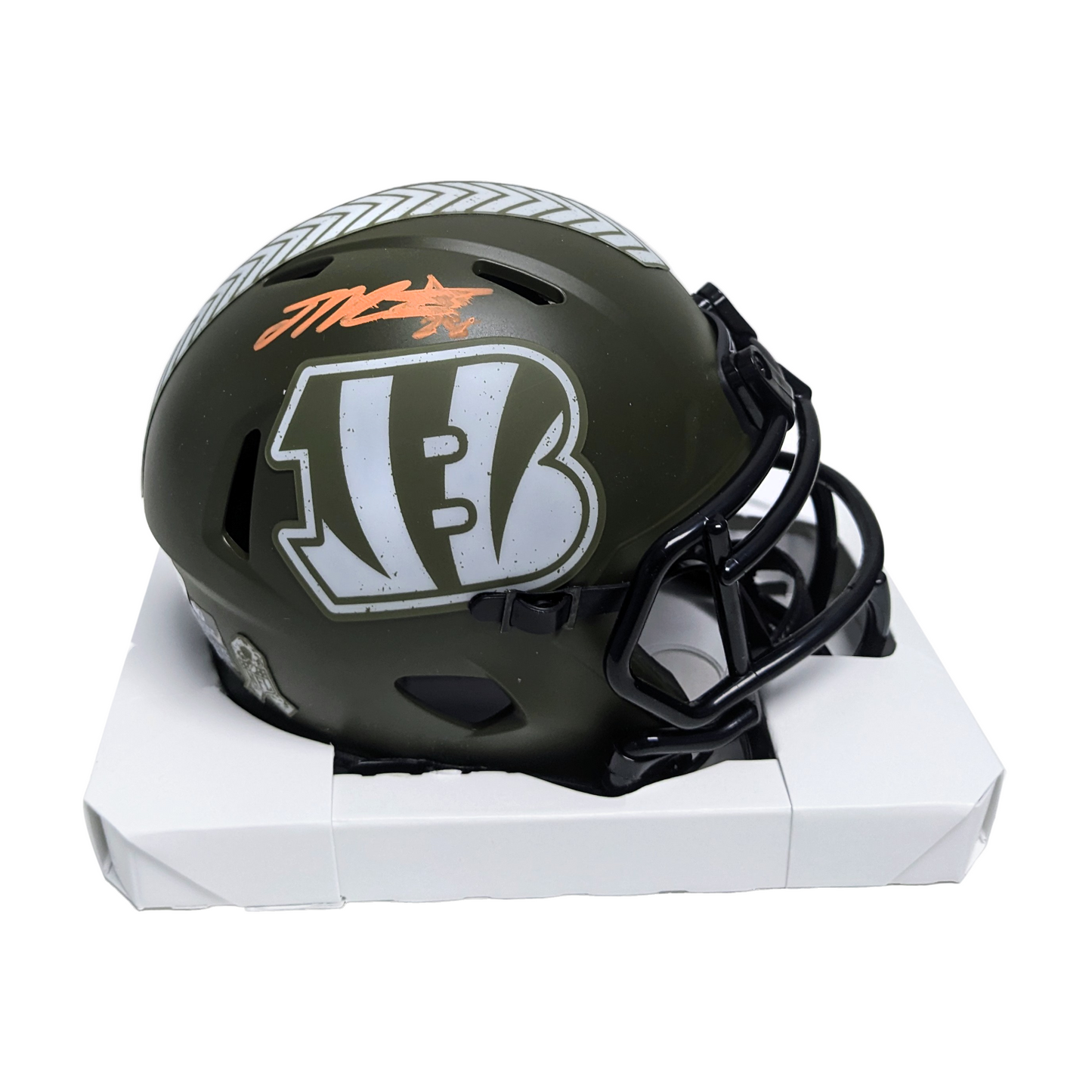 Joe Mixon Autographed Riddell Cincinnati Bengals Salute to Service Mini Football Helmet - BAS Authentication