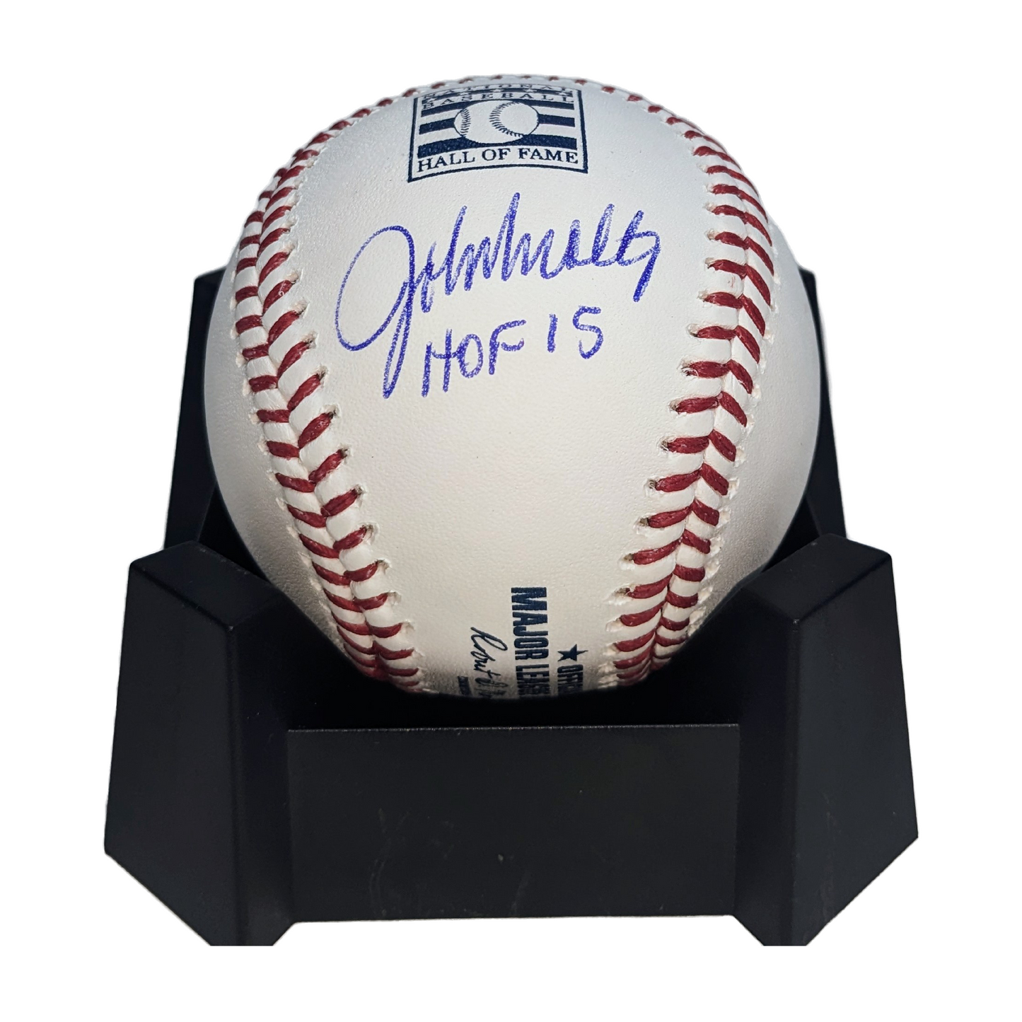 John Smoltz Autographed Official Hall of Fame Baseball with HOF 15 Inscription. Beckett Authentication.