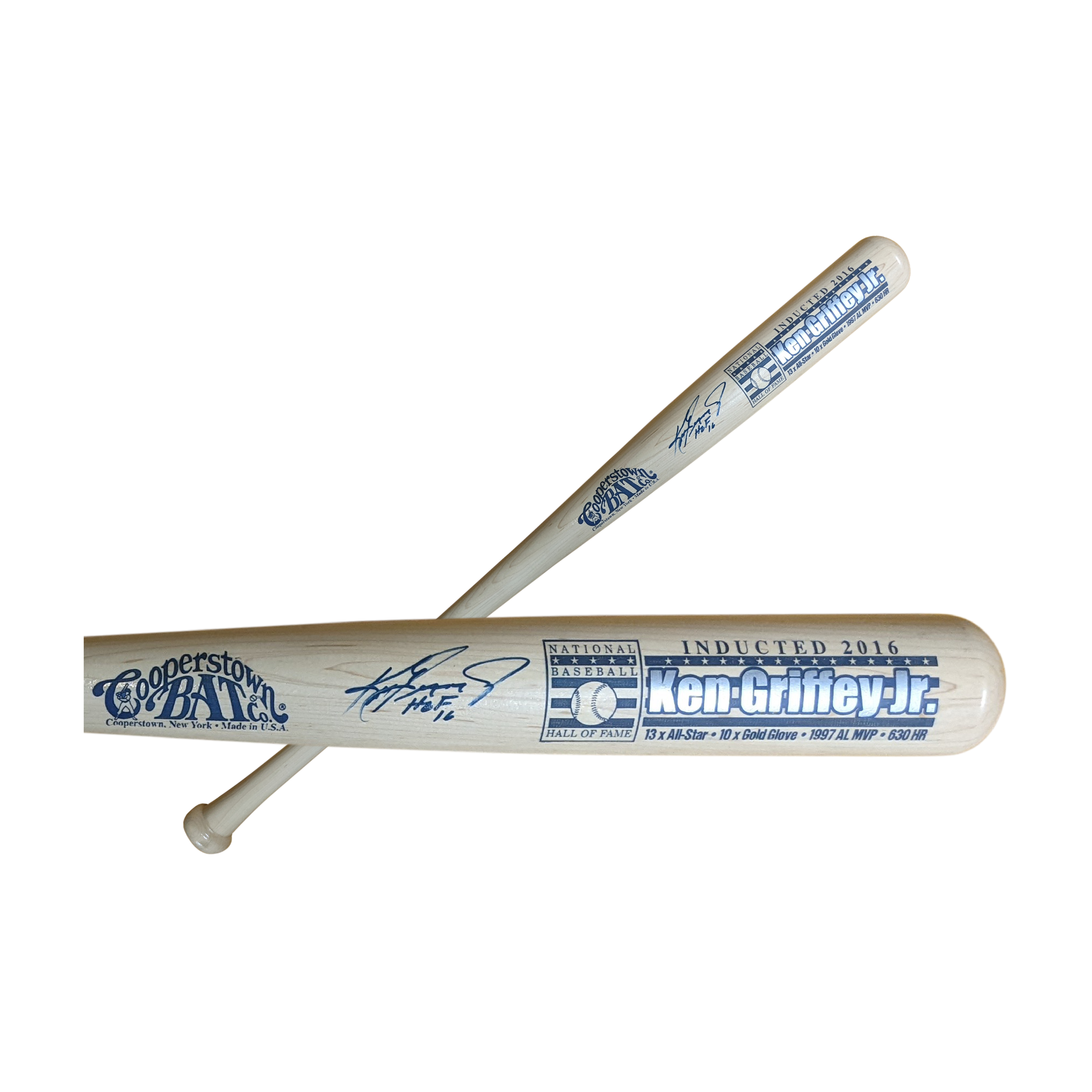 Ken Griffey Jr. Autographed Black Louisville Slugger Game Model Bat w/HOF  16 Inscription