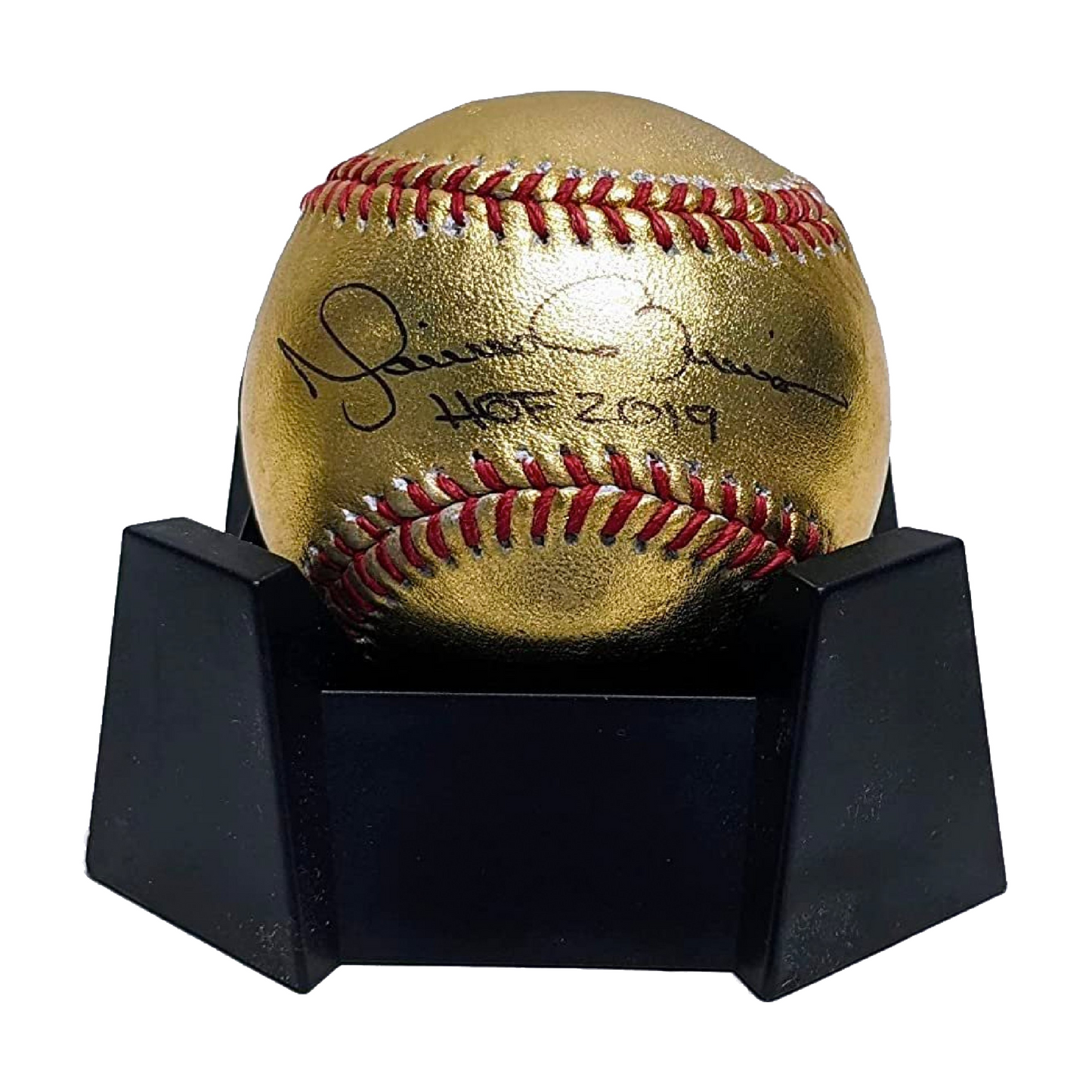 Mariano Rivera Autographed Gold Baseball with HOF 2019 Inscription. BAS Authentication.