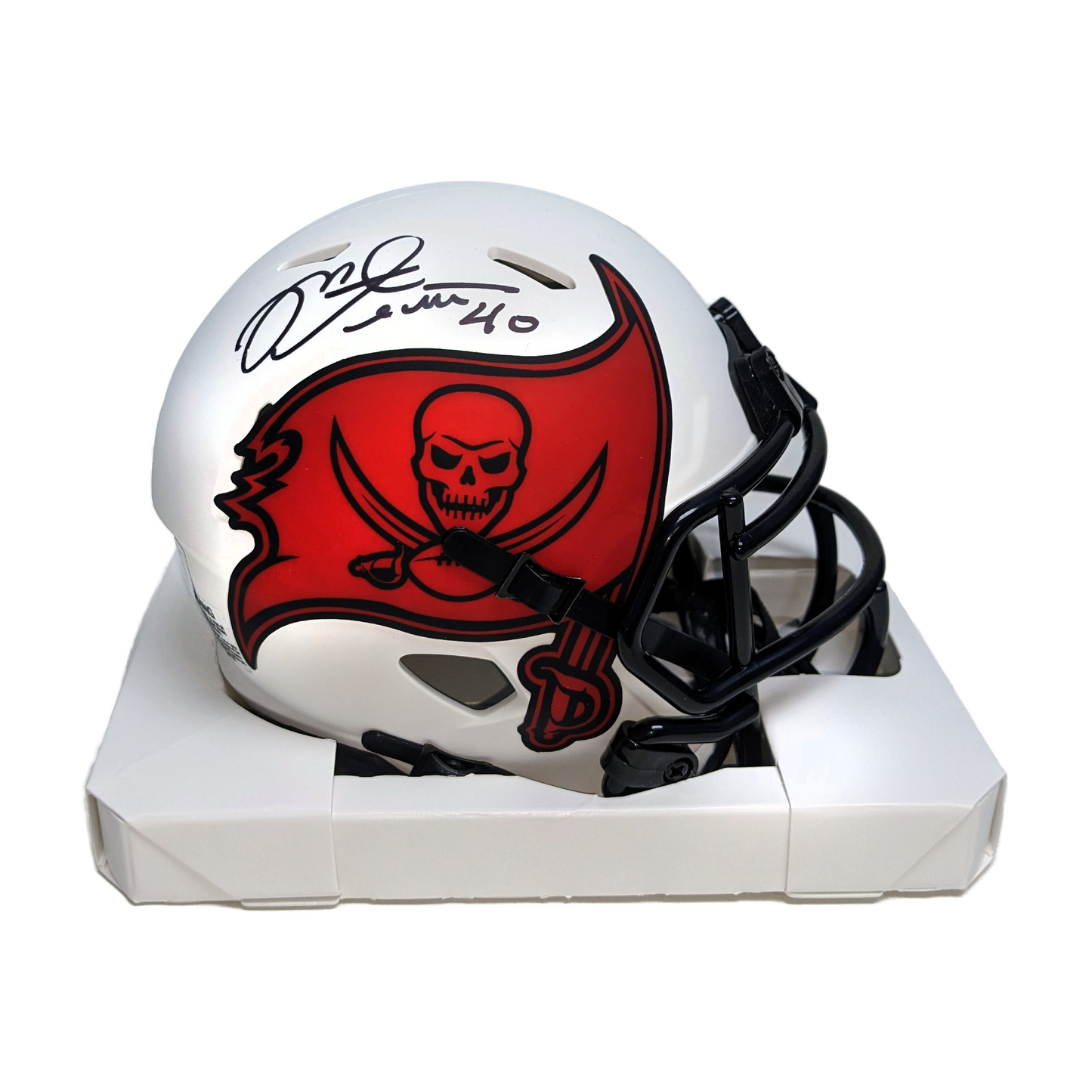 Mike Alstott Autographed Hand Signed Tampa Bay Buccaneers Lunar Mini Football Helmet - BAS Authentication