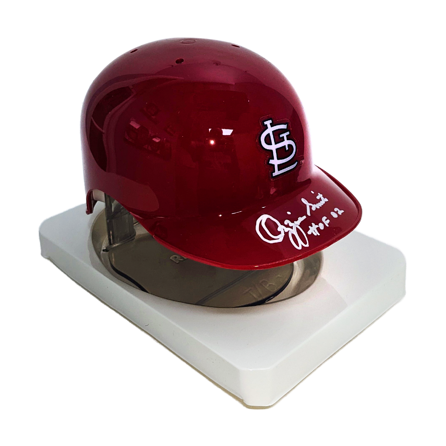 Ozzie Smith Autographed Hand Signed St. Louis Cardinals Mini Batting Helmet with HOF Inscription - BAS