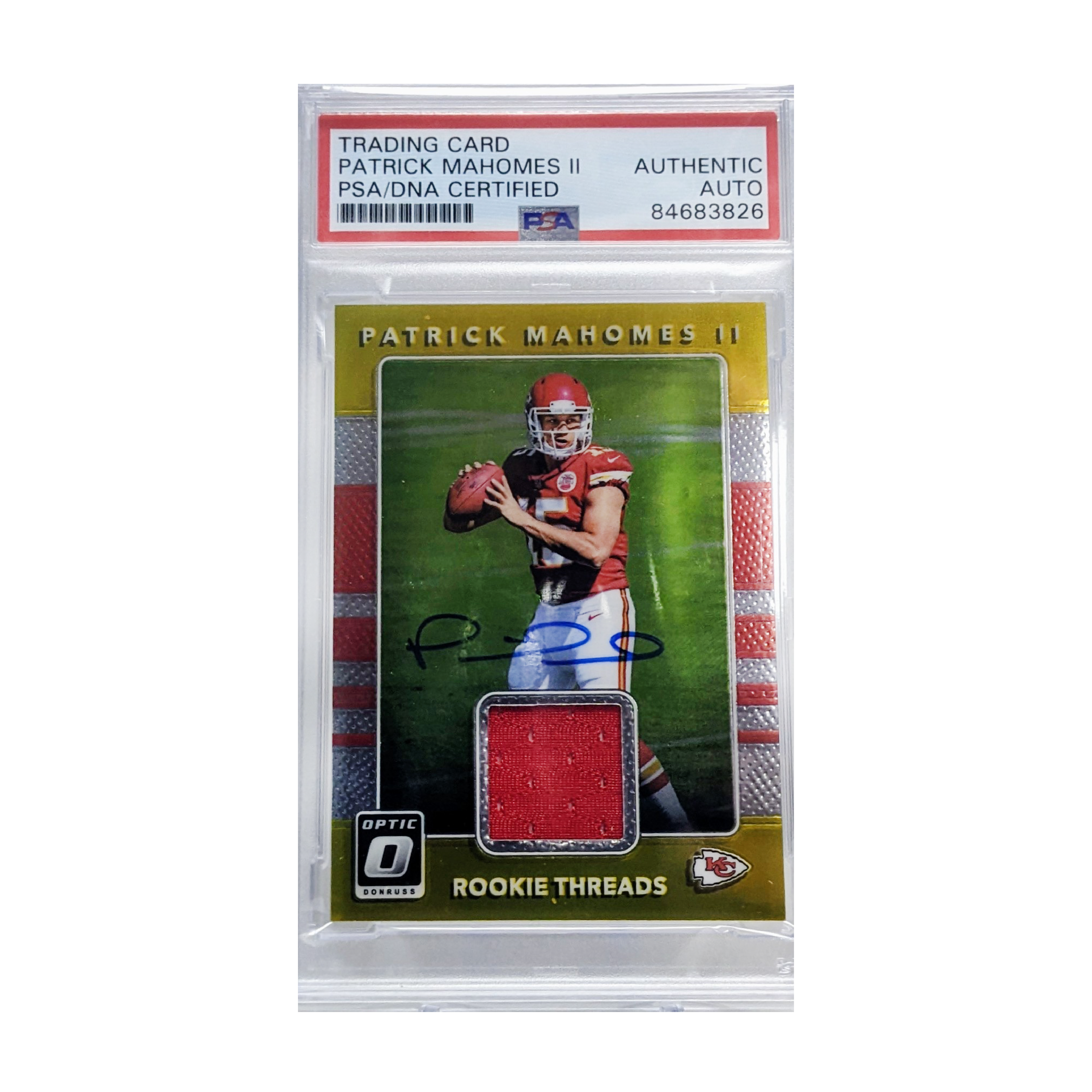 Patrick Mahomes 2017 Optic Rookie Threads Jersey Relic Autographed Card -  PSA Encapsulated NG