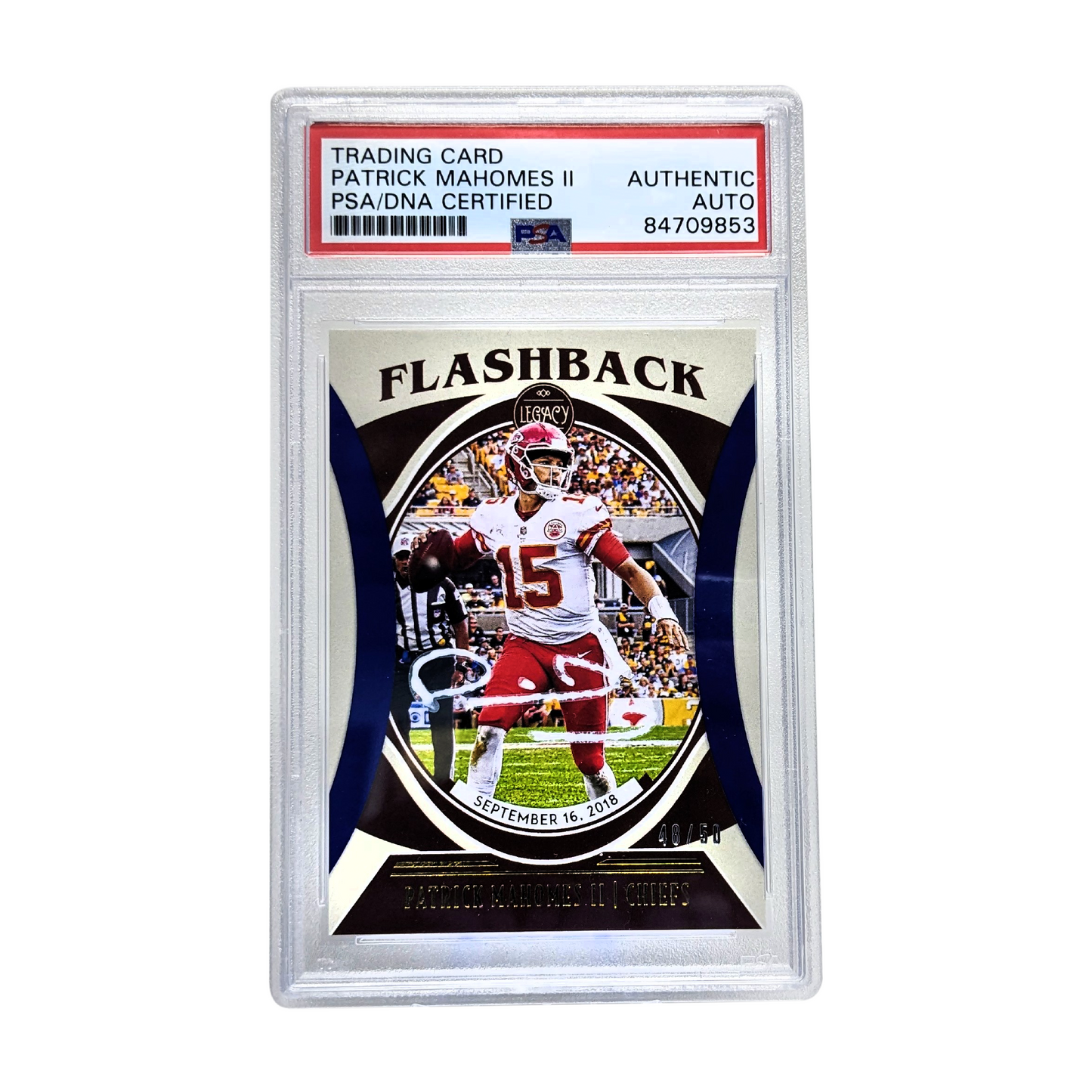 Patrick Mahomes 2021 Panini Legacy Flashback Autographed Card - PSA Encapsulated NG