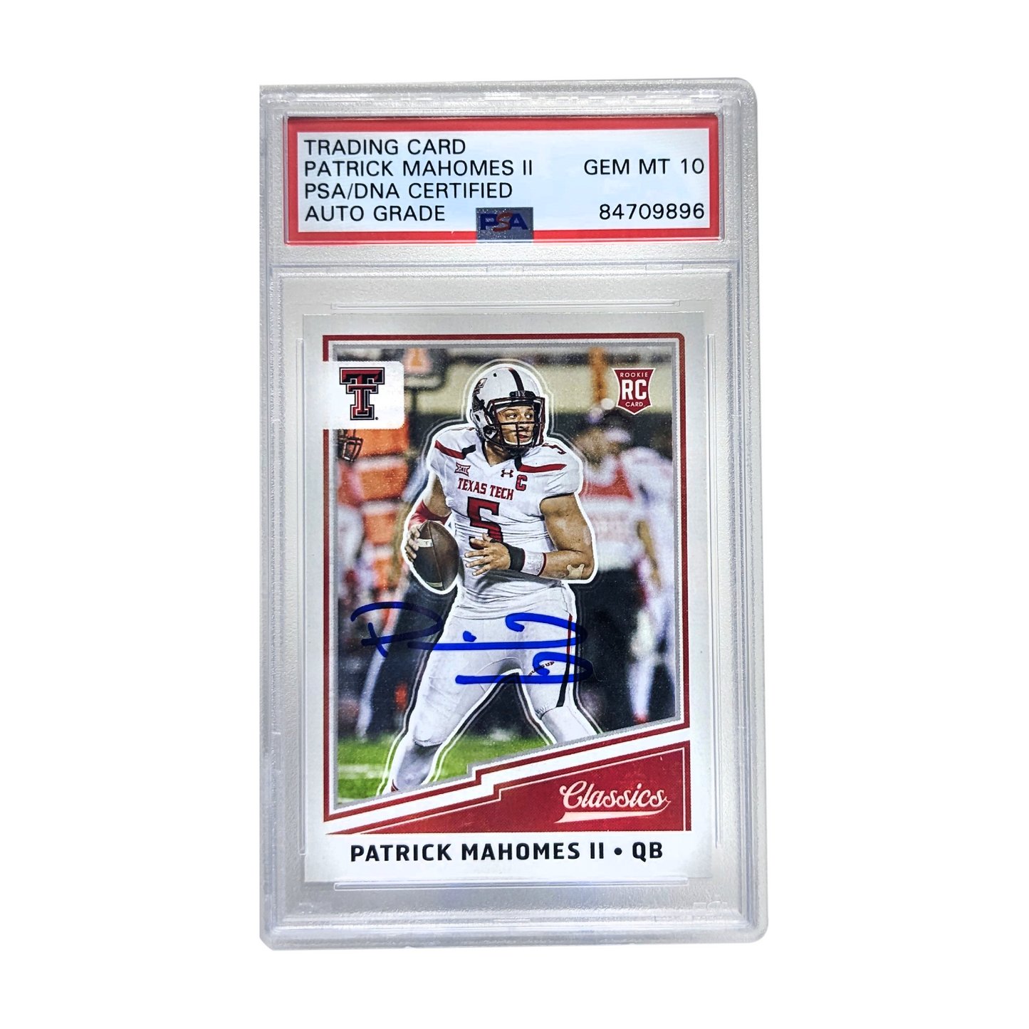 Patrick Mahomes Autographed 2017 Panini Classics PSA Gem Mint 10 Auto