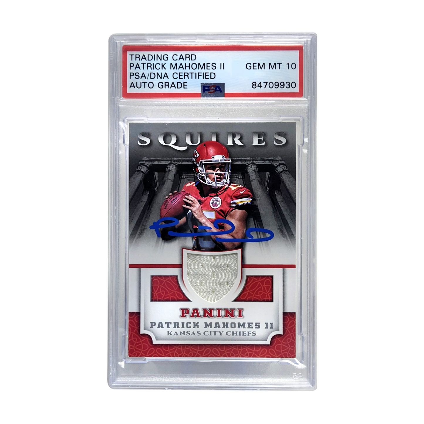 Patrick Mahomes Autographed 2017 Panini Squires Jersey Relic PSA Gem Mint 10 Auto