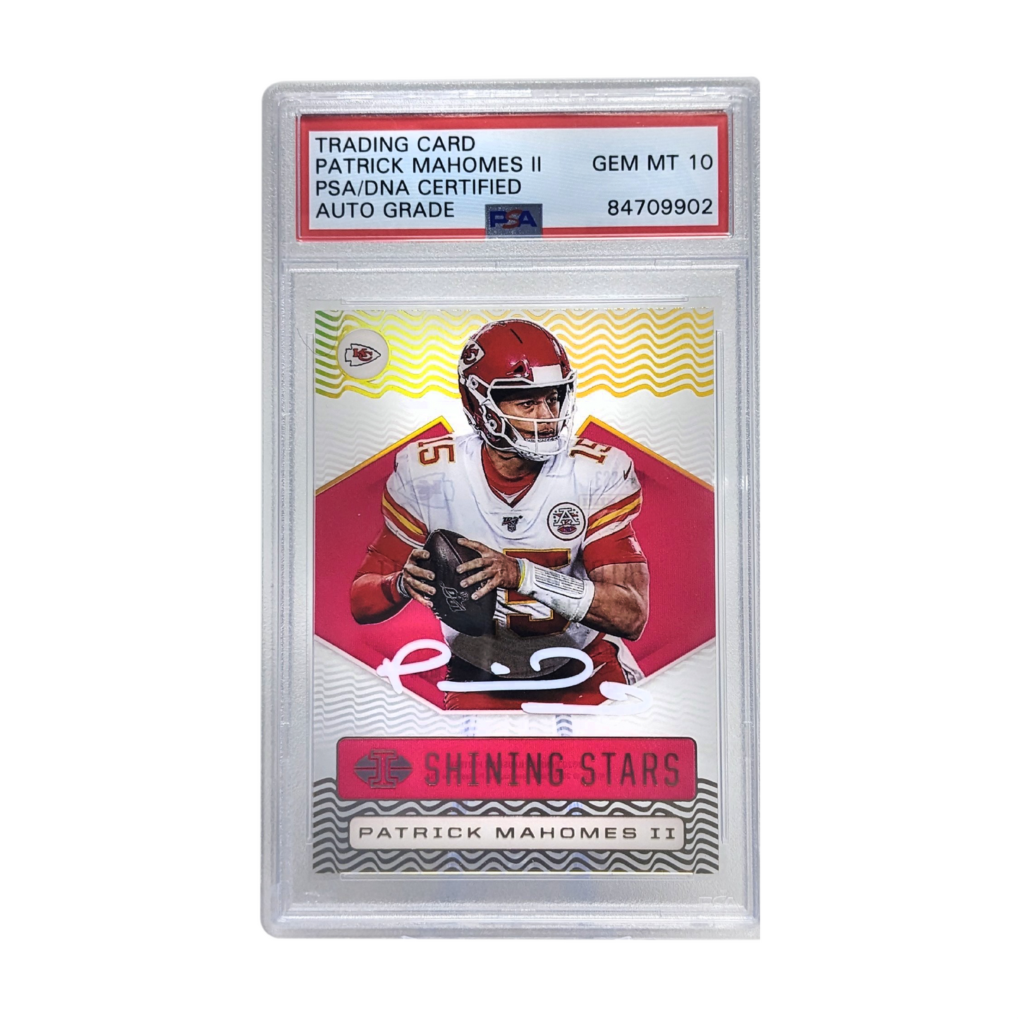 Patrick Mahomes Autographed 2020 Panini Illusions Shining Stars Red Parallel PSA Gem Mint 10 Auto