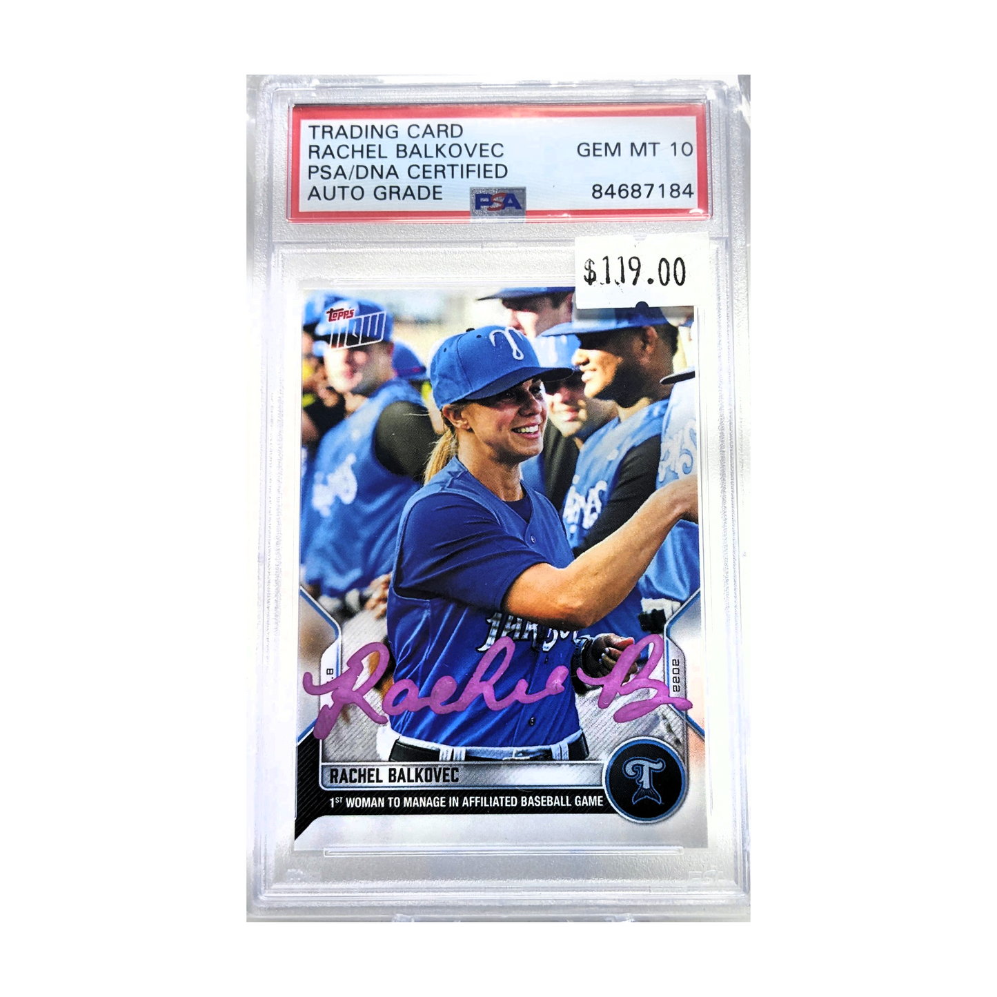 Rachel Balkovec 2022 Topps NOW Autographed Card - PSA Encapsulated Graded Auto GM10