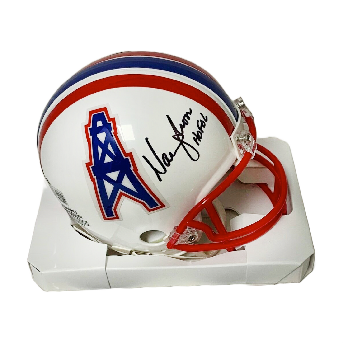 WARREN MOON AUTOGRAPHED HAND SIGNED HOUSTON OILERS MINI HELMET HOF 06 BAS