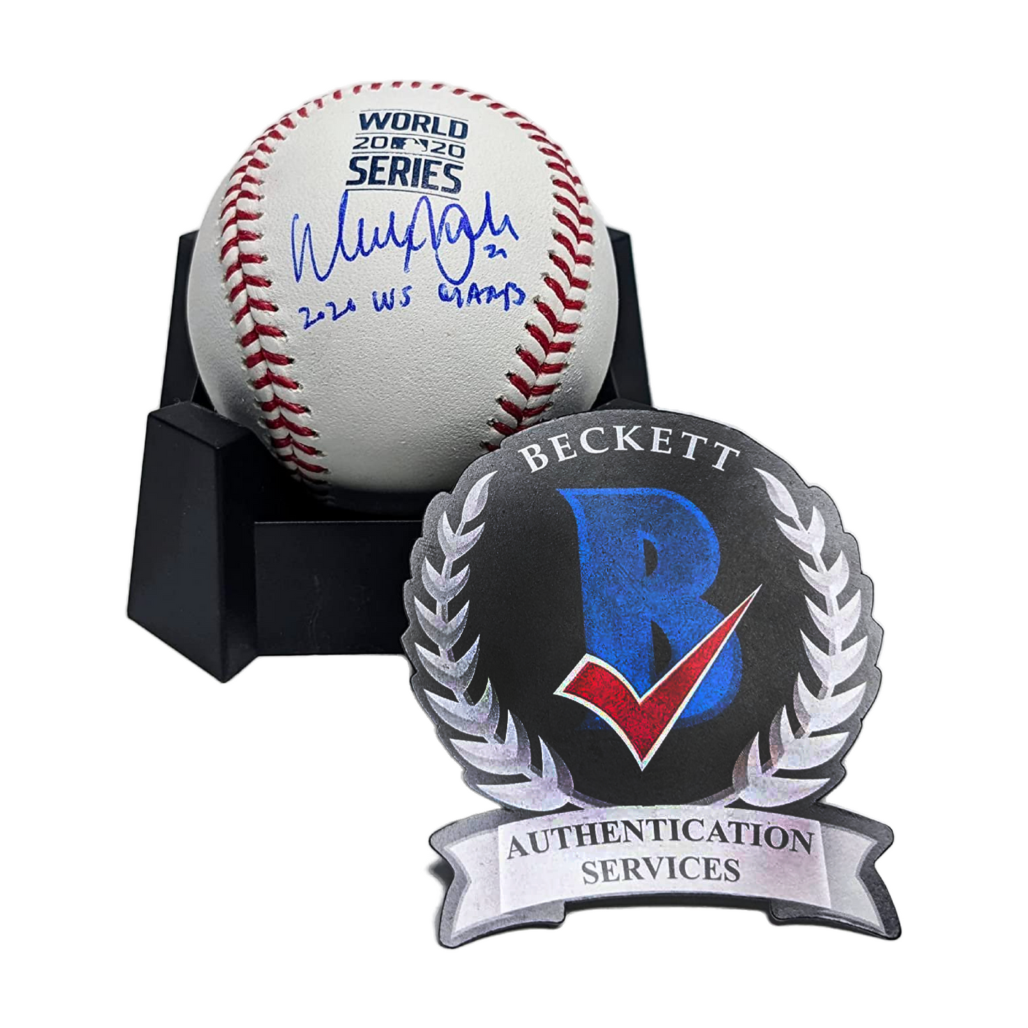 Walker Buehler autographed World Series 2020 Baseball. 2020 WS Champs Inscription. BAS Authentication.