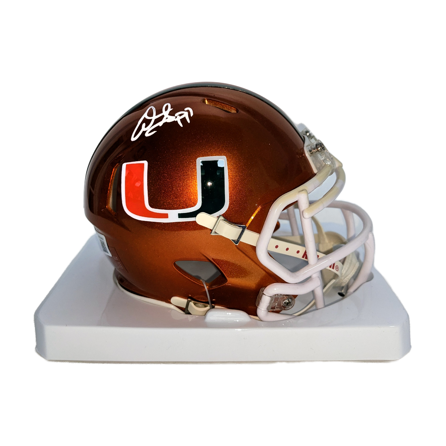 Warren Sapp Autographed Hand Signed Miami Hurricanes Flash Mini Football Helmet - BAS Authentication