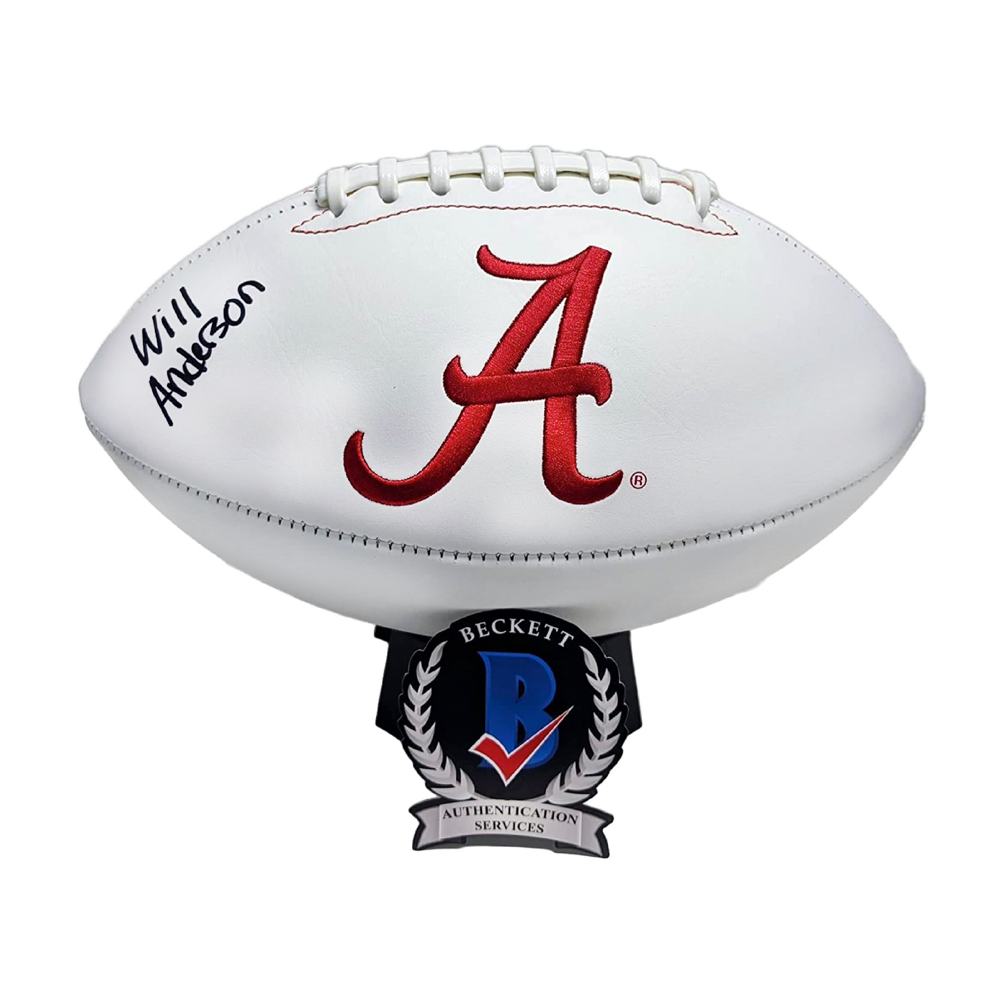 Will Anderson Autographed Hand Signed Official Rawlings NCAA Leather Football with Alabama Logo - BAS Beckett Authentication