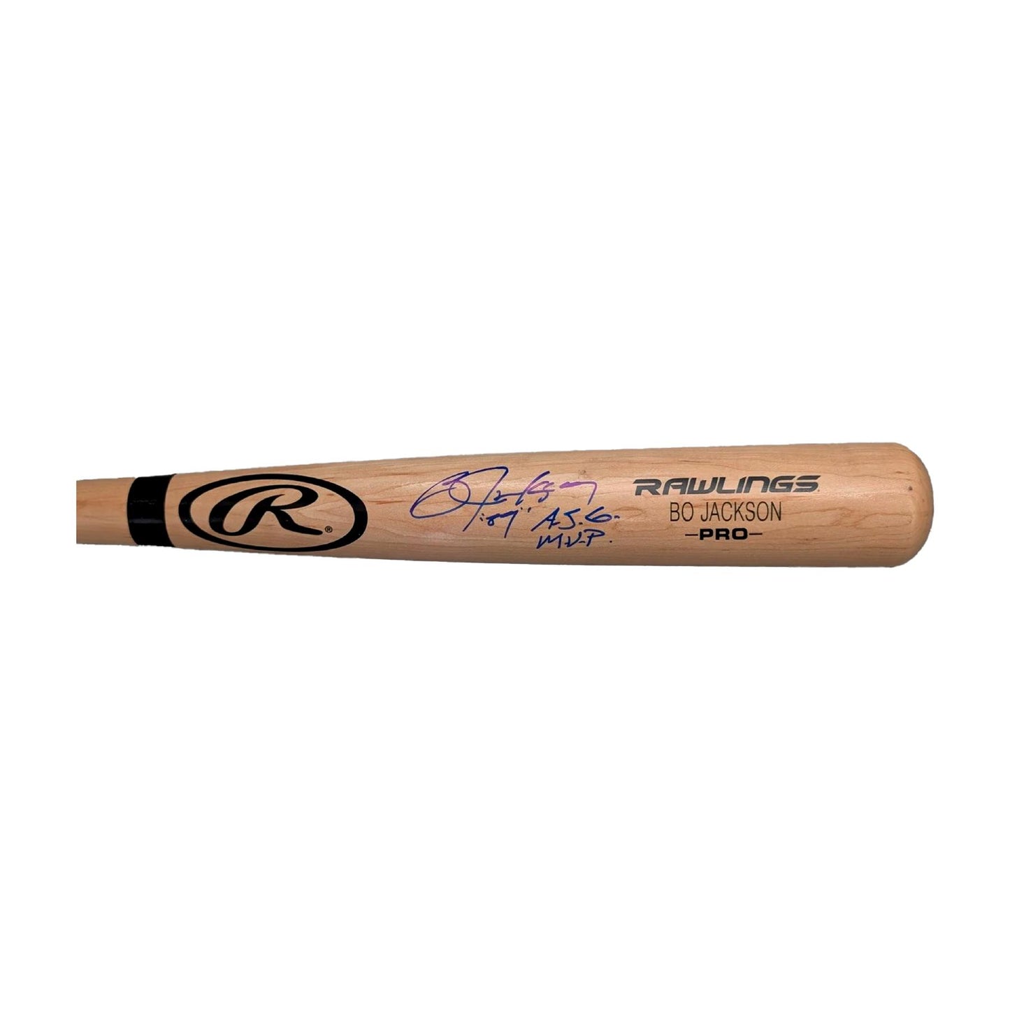 Bo Jackson Autographed Rawlings Pro Natural Wood Baseball Bat w/ MVP Inscription - BWA
