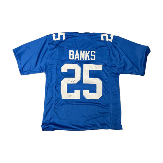 Deonte Banks Autographed Blue Custom Jersey - Beckett Auth