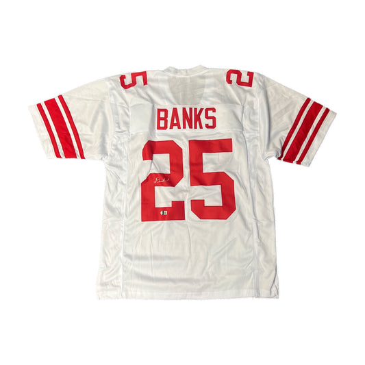 Deonte Banks Autographed White Custom Jersey - Beckett Auth