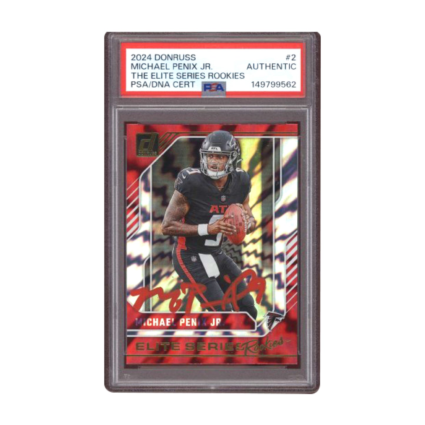 2024 Donruss Michael Penix Jr Elite Series Rookies #2 Red Ink Auto PSA AUTHENTIC