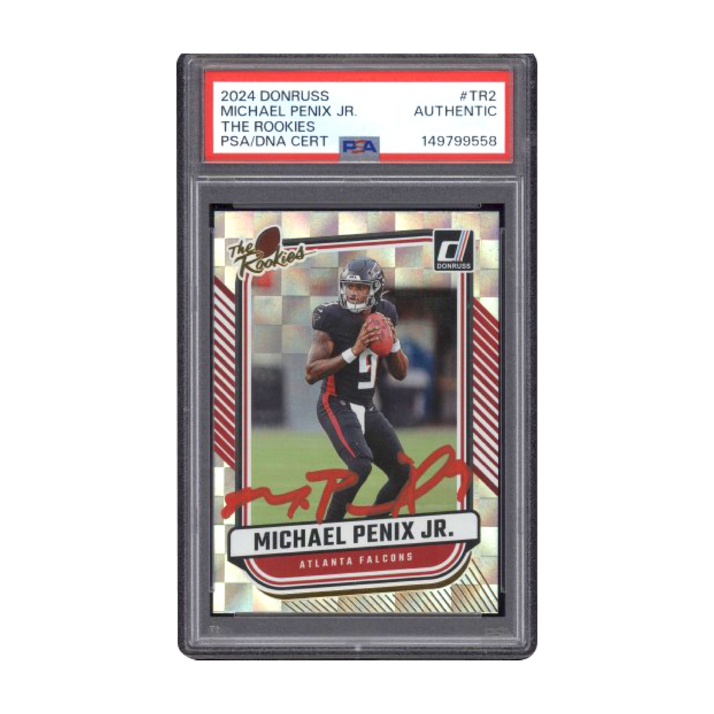 2024 Donruss Michael Penix Jr The Rookies #TR2 Red Ink Auto PSA AUTHENTIC