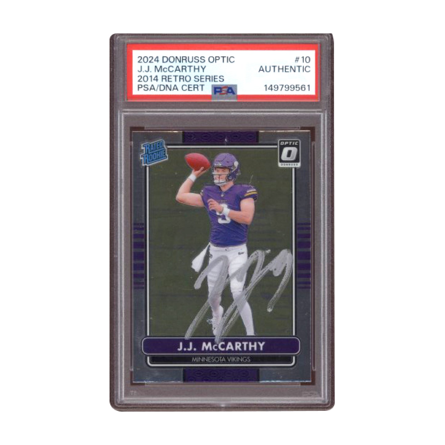 2024 Donruss Optic JJ McCarthy 2014 Retro Series #10 Auto PSA AUTHENTIC