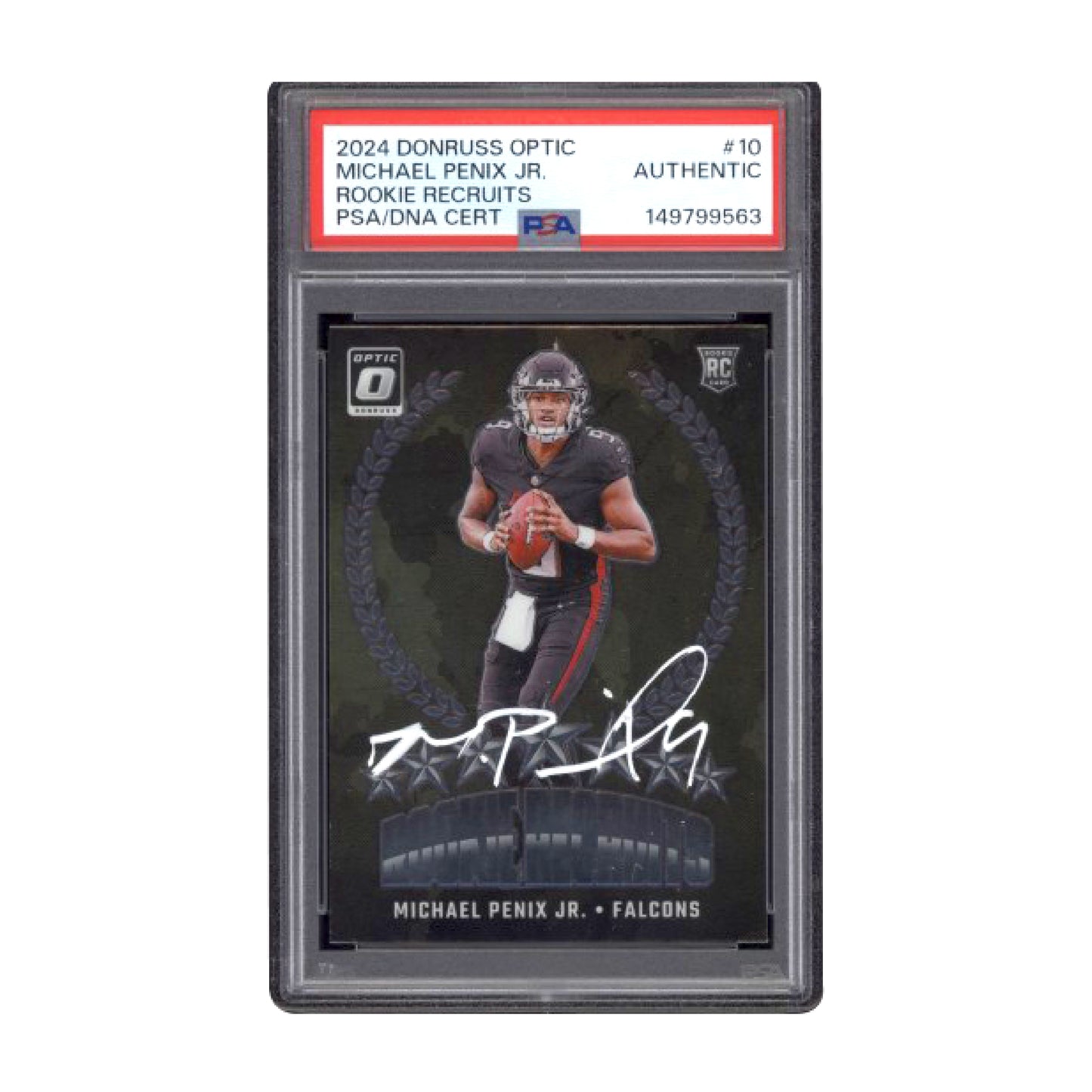 2024 Donruss Optic Michael Penix Jr Rookie Recruits #10 White Auto PSA AUTHENTIC