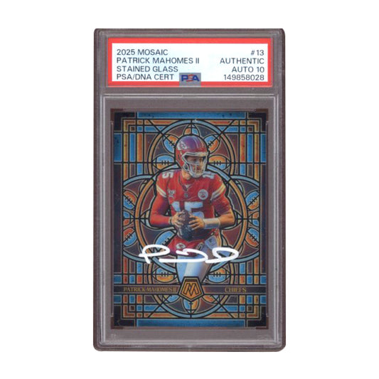2025 Panini Mosaic Stained Glass Patrick Mahomes II #13 Auto PSA/DNA Auth 10